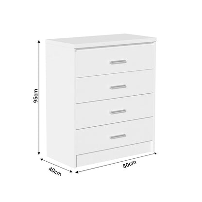 Olympus White Bedroom Set with Bed 140x200cm Set of 4pcs
