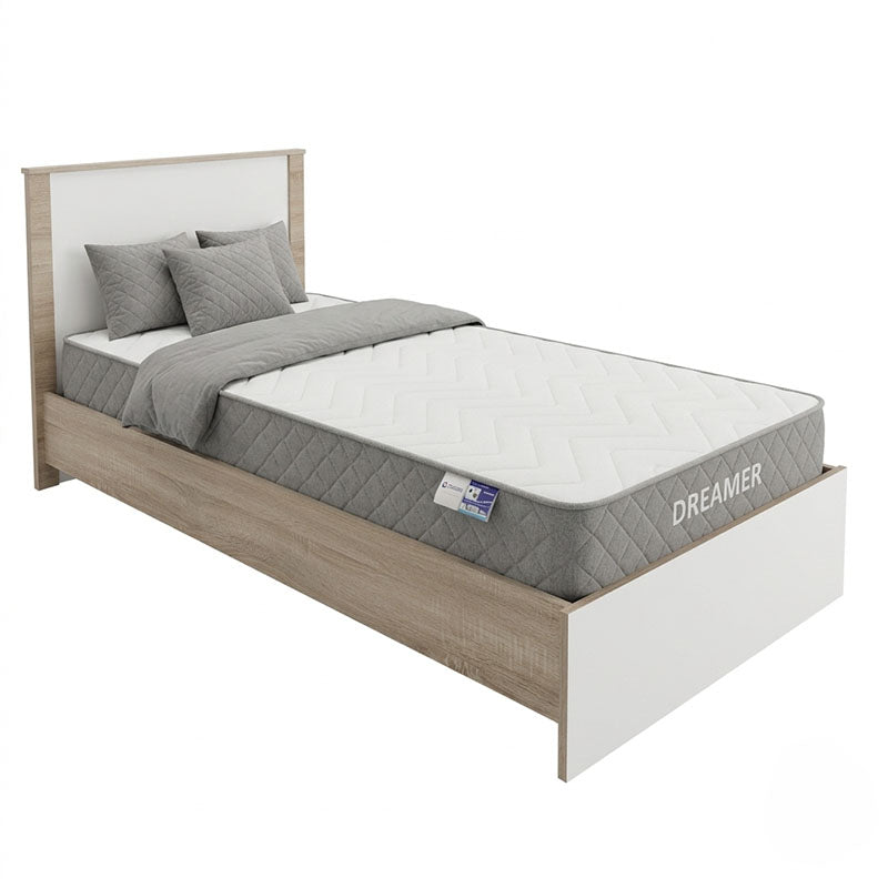 Bed with mattress Athos-Dreamer sonoma-white 90x190cm