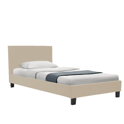 Bed with mattress Nevil-Dreamer fabric beige-black legs 90x190cm