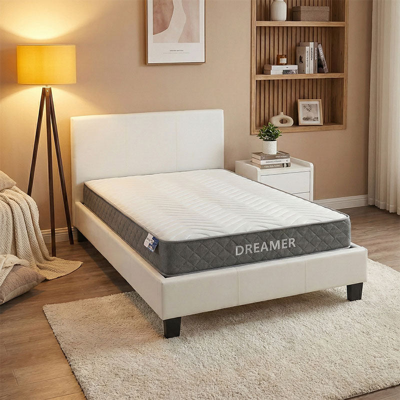 Bed with mattress Nevil-Dreamer pu white 100x200cm