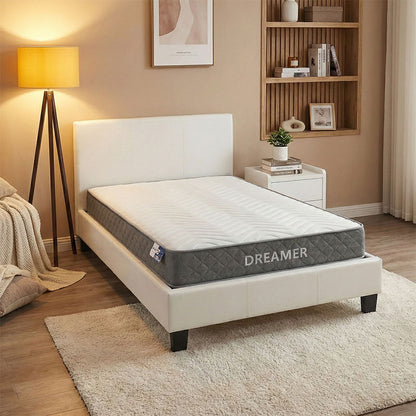 Bed with mattress Nevil-Dreamer pu white 100x200cm