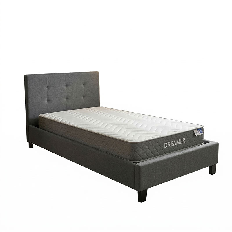 Bed with mattress Mago-Dreamer anthracite fabric 100x200cm
