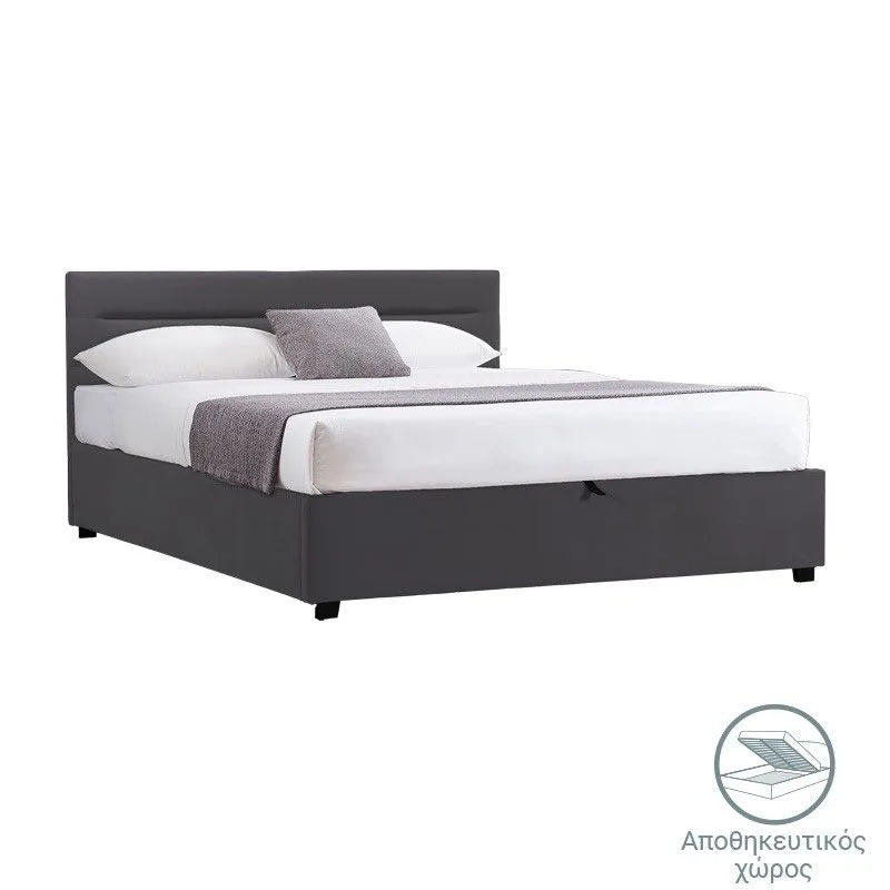Bed with mattress and storage space Molito-Dreamer velvet anthracite 150x200cm