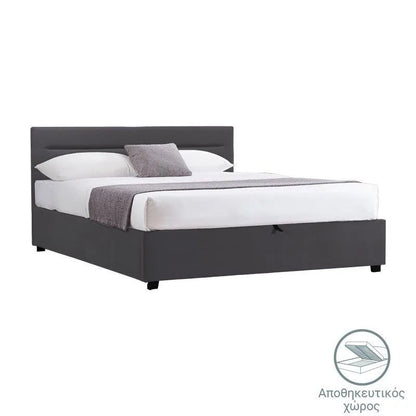 Bed with mattress and storage space Molito-Dreamer velvet anthracite 150x200cm