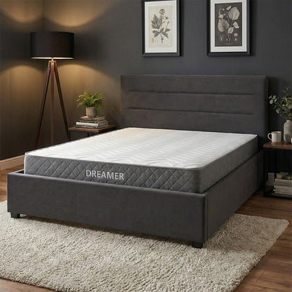 Bed with mattress and storage space Molito-Dreamer velvet anthracite 150x200cm
