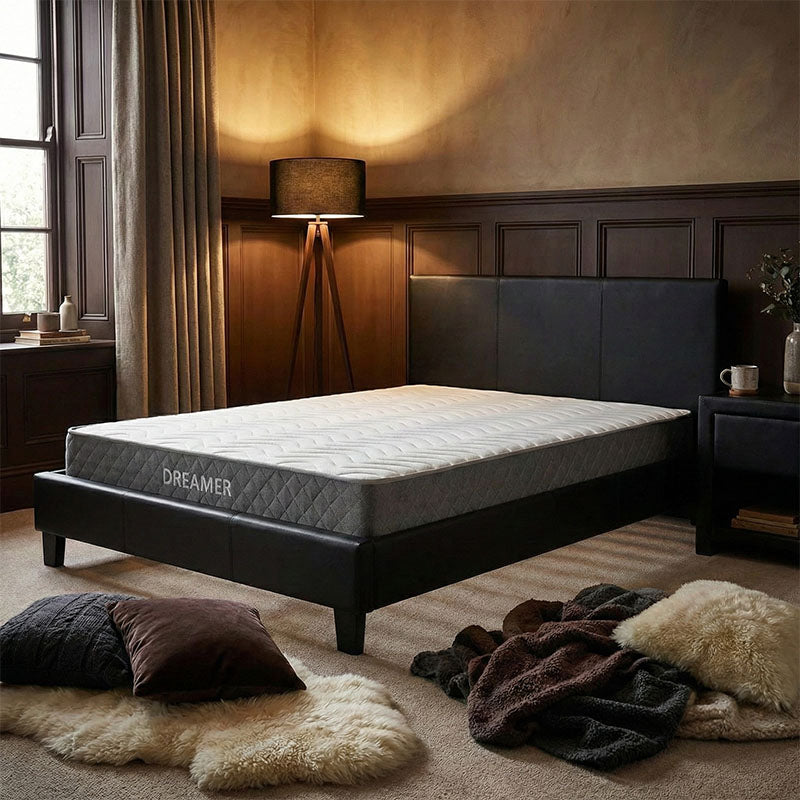 Bed with mattress Nevil-Dreamer pu black 150x200cm