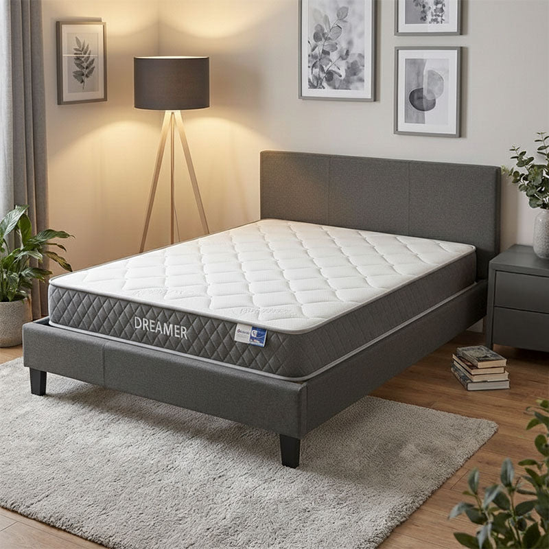 Bed with mattress Nevil-Dreamer fabric anthracite 150x200cm
