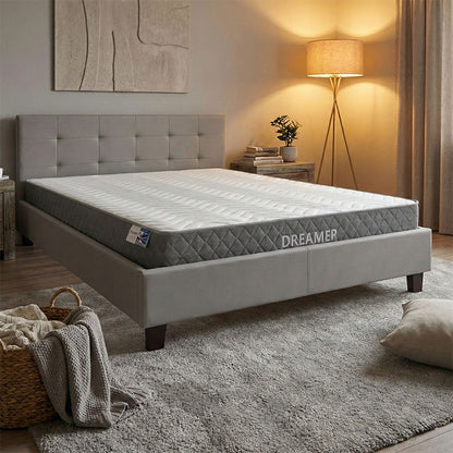 Bed with mattress Mago-Dreamer pu grey 150x200cm