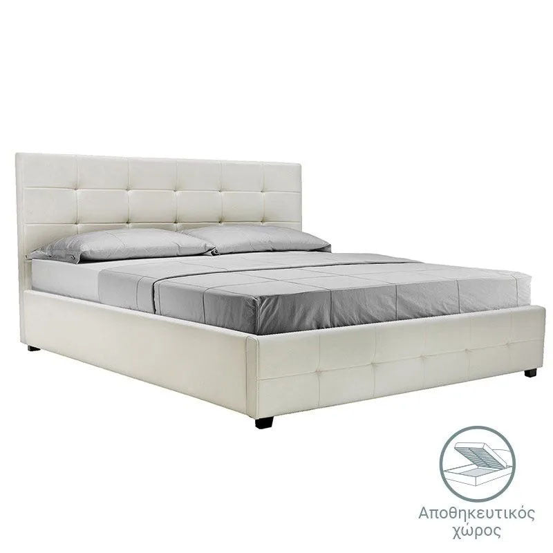 Bed with mattress and storage space Roi-Dreamer pu white 160x200cm