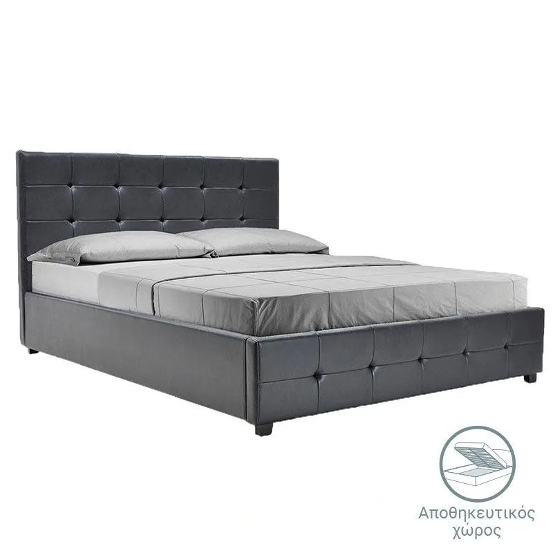 Bed with mattress and storage space Roi-Dreamer pu black 160x200cm