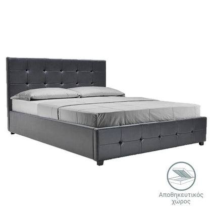 Bed with mattress and storage space Roi-Dreamer pu black 160x200cm