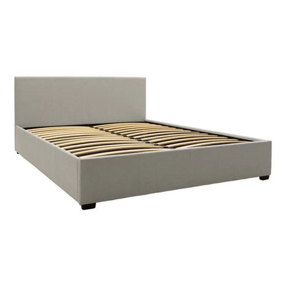 Bed with mattress and storage space Norse-Dreamer fabric grey 160x200cm