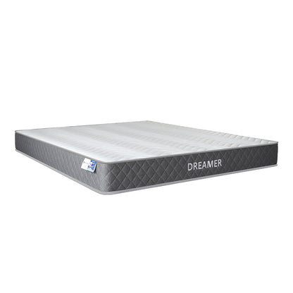 Bed with mattress and storage space Norse-Dreamer fabric grey 160x200cm