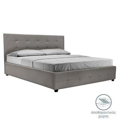 Bed with mattress and storage space Roi-Dreamer pu gray 160x200cm