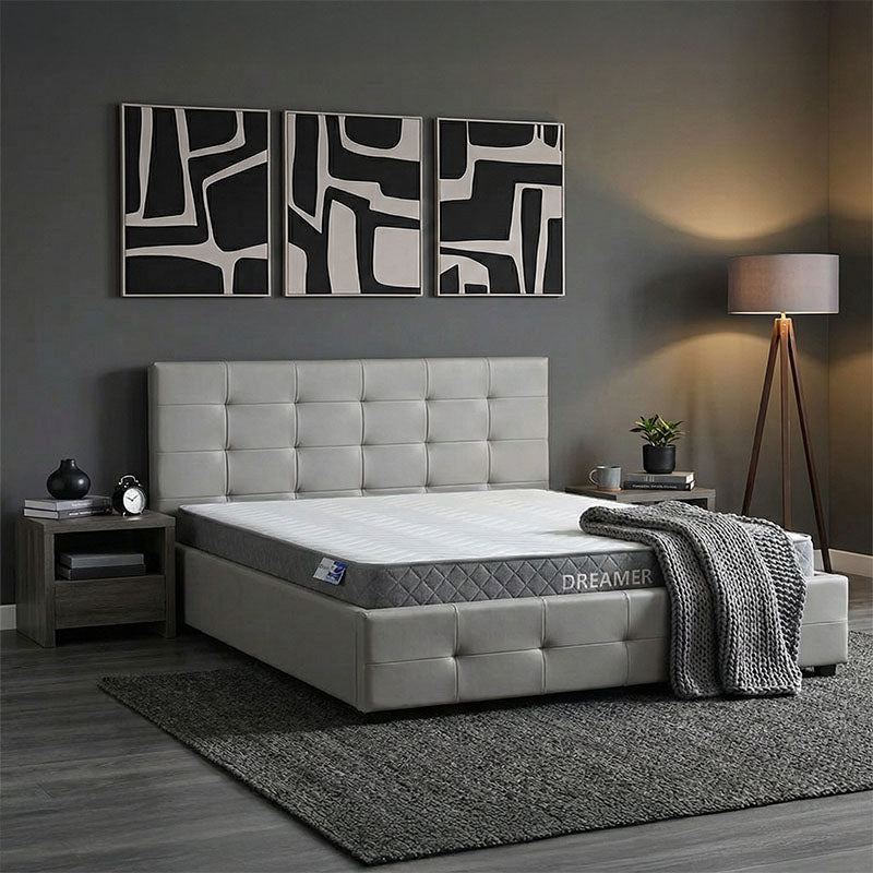 Bed with mattress and storage space Roi-Dreamer pu gray 160x200cm