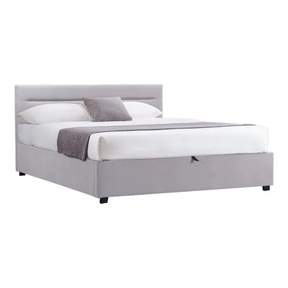 Bed with mattress and storage space Molito-Dreamer velvet gray 160x200cm