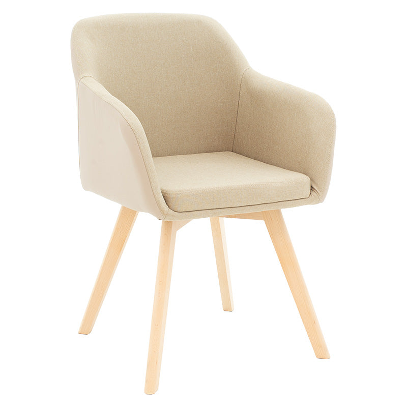 Dining Room with Safira Beige Armchairs and Antoro Glass Table D100x75cm Set of 5pcs