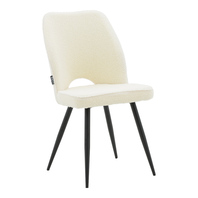 Dining Room with Renish White Chairs and Ezali Black Table 140x80x75cm Set of 5pcs