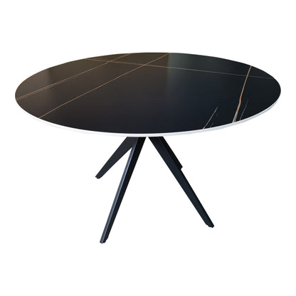 Dining Room with Folegio Cream Chairs and Orbital Black Table D120x76cm Set of 5pcs