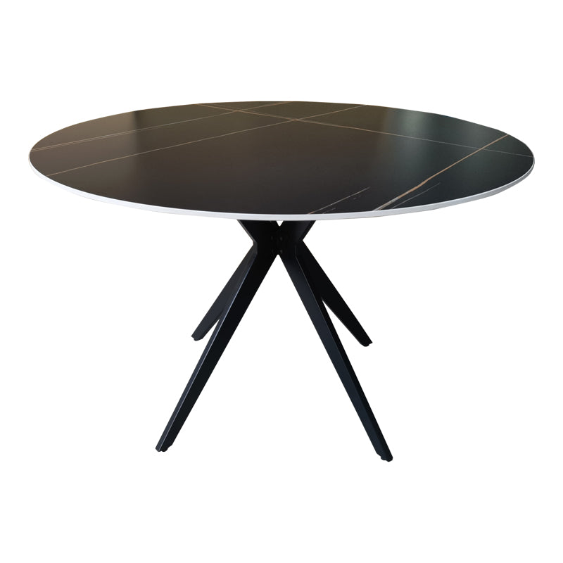 Dining Room with Folegio Cream Chairs and Orbital Black Table D120x76cm Set of 5pcs