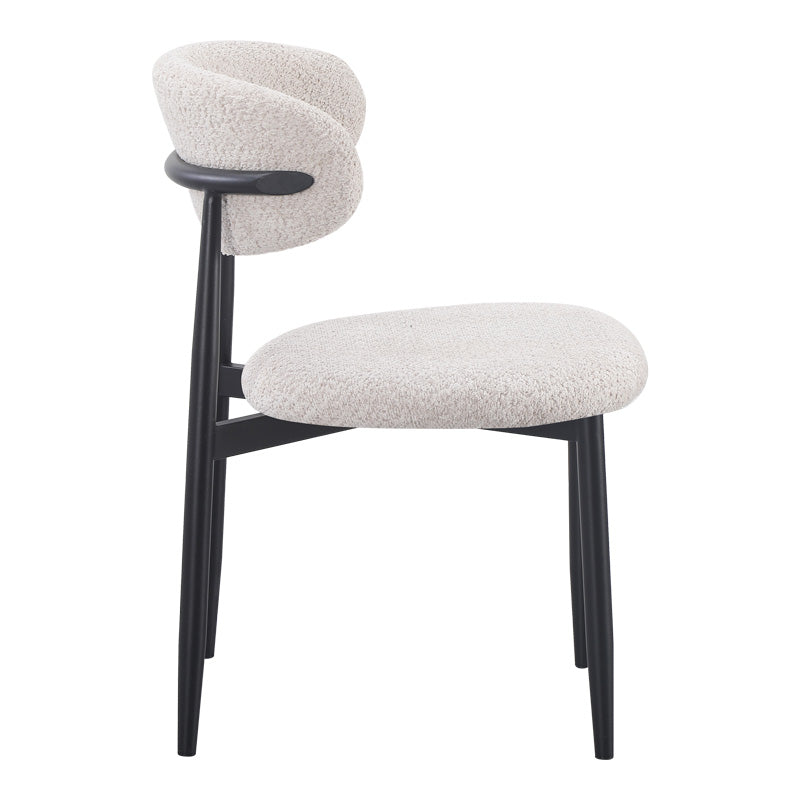 Dining Room with Folegio Cream Chairs and Orbital Black Table D120x76cm Set of 5pcs