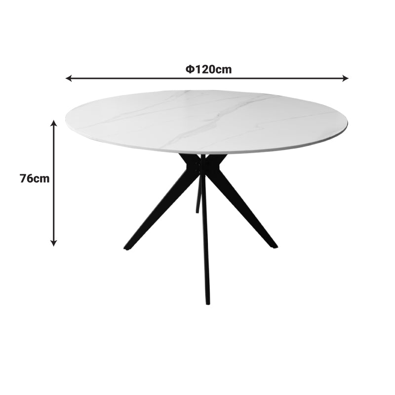 Dining Room with Folegio Cream Chairs and Orbital Black Table D120x76cm Set of 5pcs