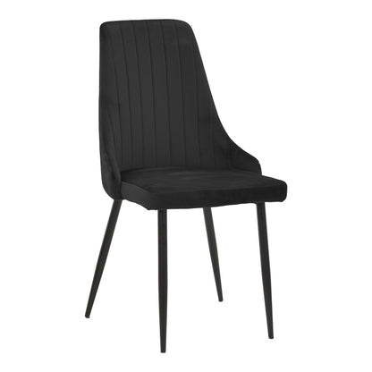Dining Room with Azori Black Chairs and Antoro Glass Table D100x75cm Set of 5pcs