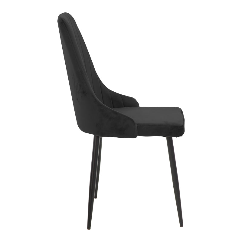 Dining Room with Azori Black Chairs and Antoro Glass Table D100x75cm Set of 5pcs
