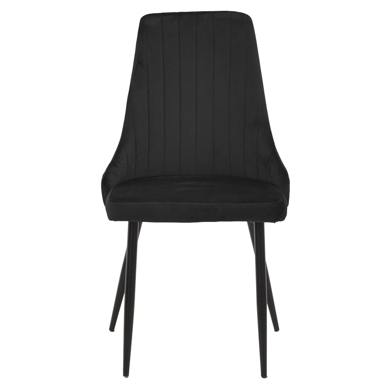Dining Room with Azori Black Chairs and Antoro Glass Table D100x75cm Set of 5pcs