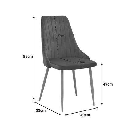 Dining Room with Azori Black Chairs and Antoro Glass Table D100x75cm Set of 5pcs