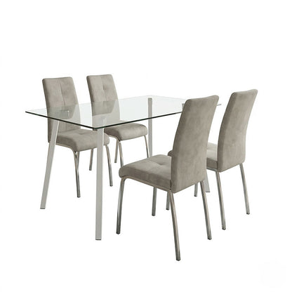 Dining Room with Ariadne Gray Chairs and Titta Glass Table 120x70x75cm Set of 5pcs