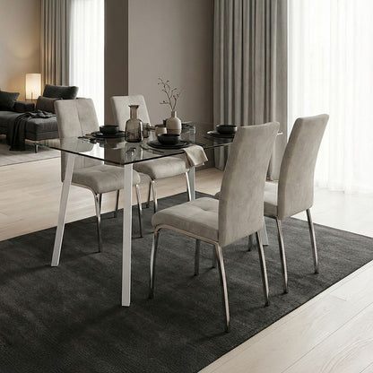 Dining Room with Ariadne Gray Chairs and Titta Glass Table 120x70x75cm Set of 5pcs