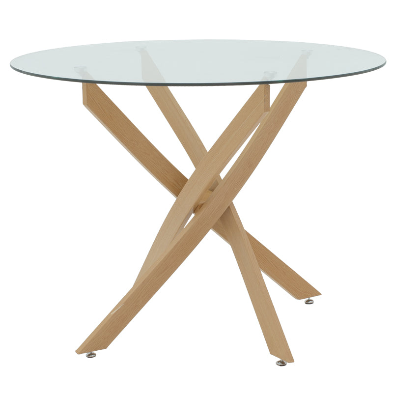 Dining Room with Azori Grey Chairs and Antoro Glass Table D100x75cm Set of 5pcs