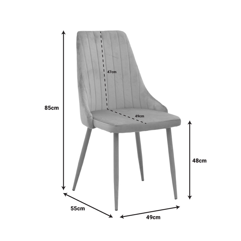 Dining Room with Azori Grey Chairs and Antoro Glass Table D100x75cm Set of 5pcs