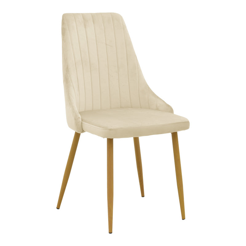 Dining Room with Azori Beige Chairs and Antoro Glass Table D80x75cm Set of 3pcs