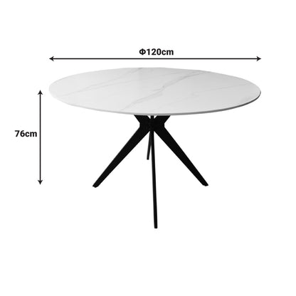 Dining Room with Jelour Grey Chairs and Orbital Black Table Φ120x76 Set of 5pcs