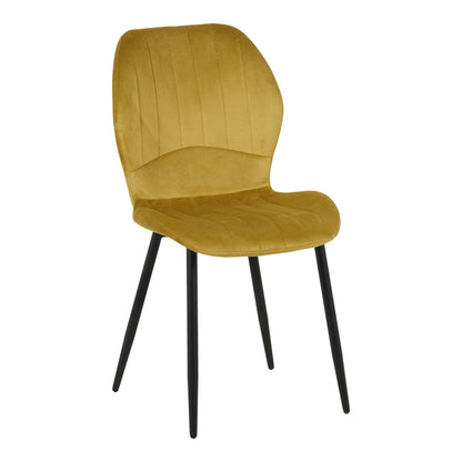 Dining Room with Jelour Yellow Chairs and Orbital Black Table Φ120x76 Set of 5pcs