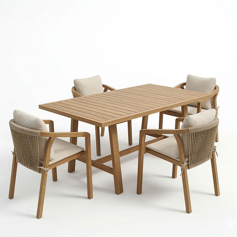 Malibu dining table 5 pcs solid acacia wood 160x90x75cm