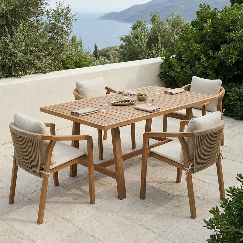 Malibu dining table 5 pcs solid acacia wood 160x90x75cm