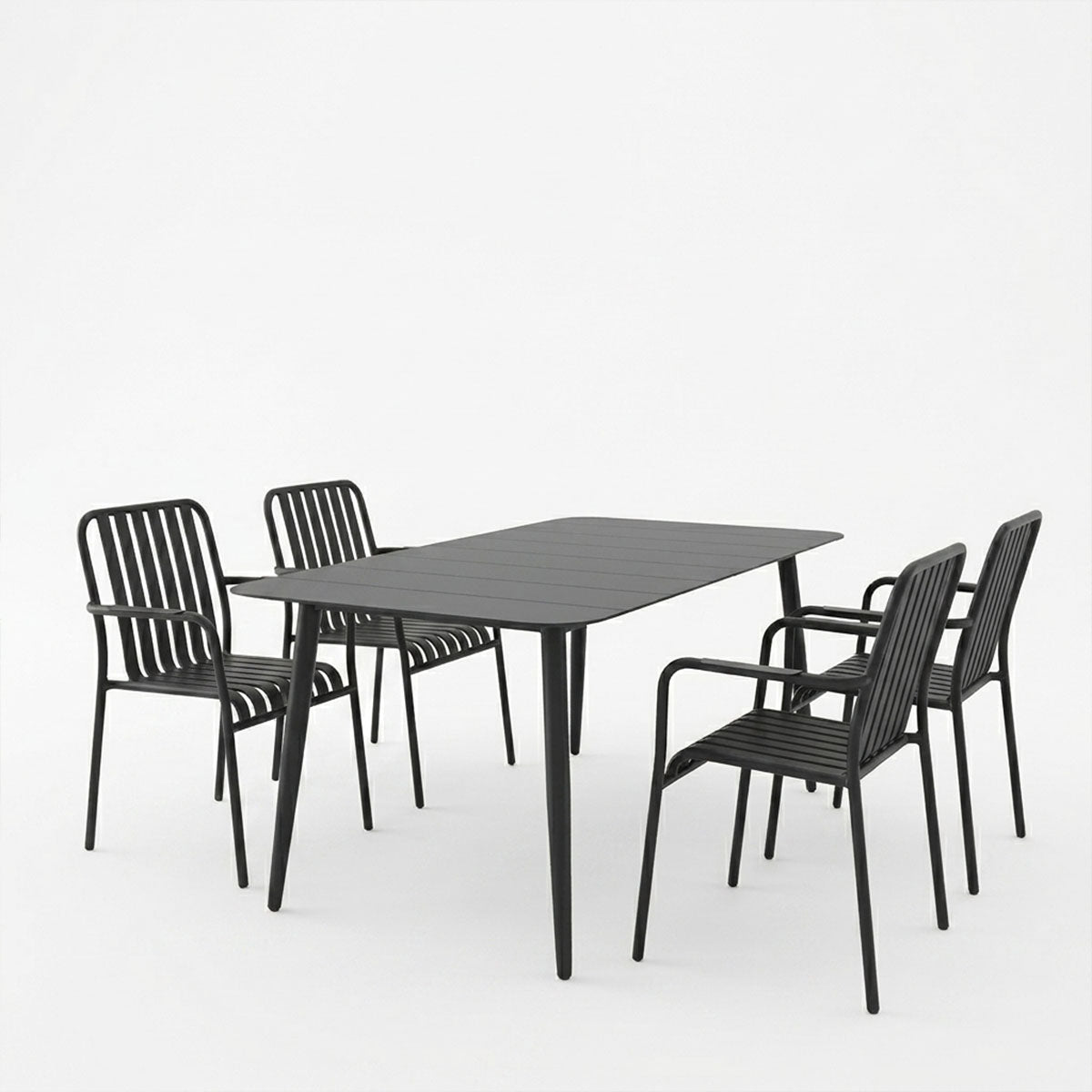 Dining set Heven Vista set of 5 pices black aluminum 150x80x72cm