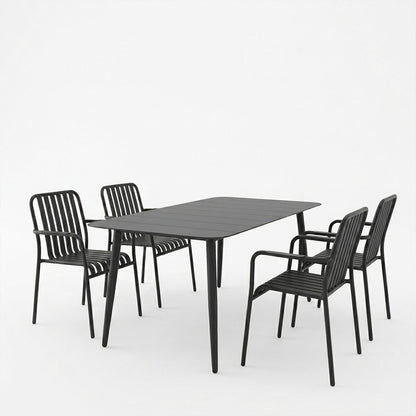 Dining set Heven Vista set of 5 pices black aluminum 150x80x72cm