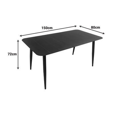 Dining set Heven Vista set of 5 pices black aluminum 150x80x72cm