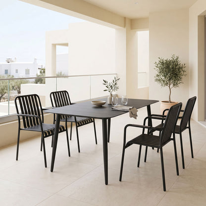 Dining set Heven Vista set of 5 pices black aluminum 150x80x72cm