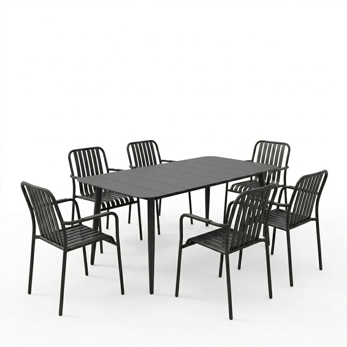 Dining set Heven Vista set of 7 pices black aluminum 150x80x72cm