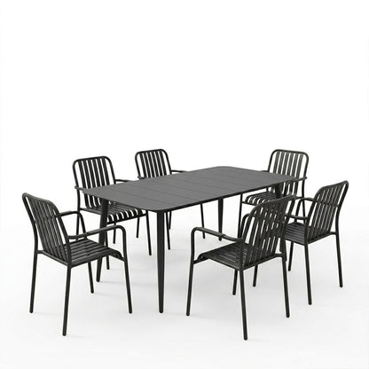 Dining set Heven Vista set of 7 pices black aluminum 150x80x72cm