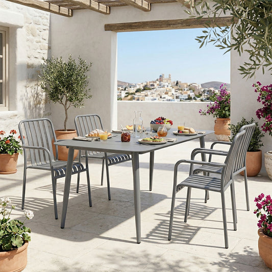 Dining set Heven Vista set of 5 pieces anthracite aluminum 150x80x72cm