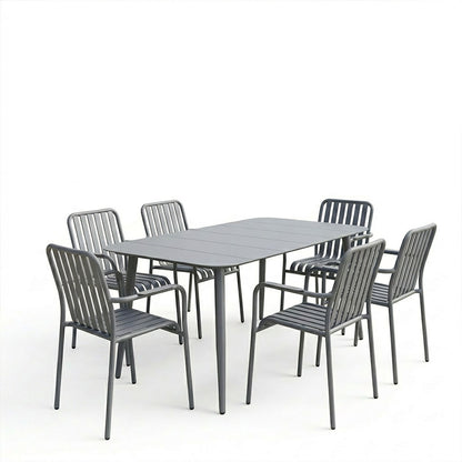 Dining set Heven Vista set of 7 pieces anthracite aluminum 150x80x72cm