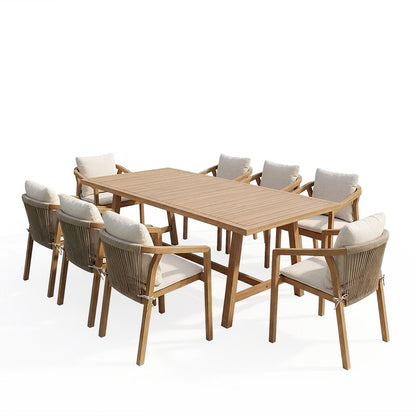 Malibu dining table 9 pcs solid acacia wood 180x90x75cm