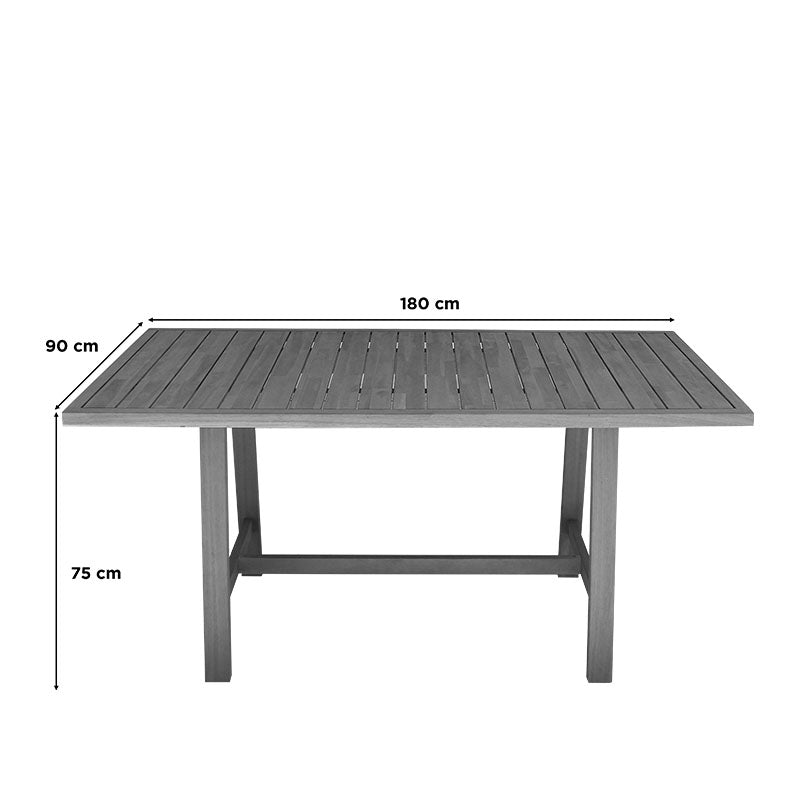 Malibu dining table 9 pcs solid acacia wood 180x90x75cm