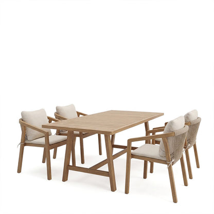 Malibu dining table 5 pcs solid acacia wood 160x90x75cm